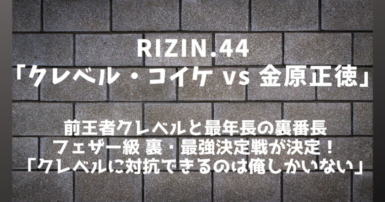 RIZIN.44「クレベル・コイケ vs 金原正徳」勝敗予想まとめ│BeeBet